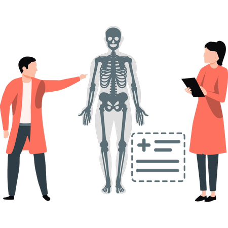 Scientists doing research human body  Illustration