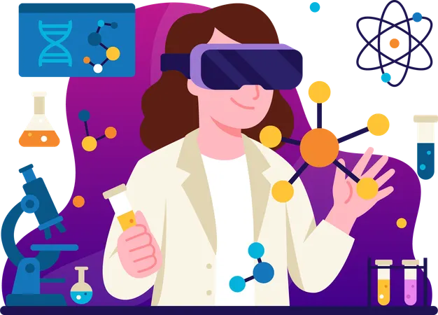 Scientists experiment with the help of virtual reality  Illustration