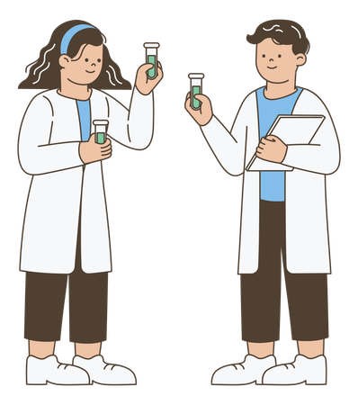 Scientists Holding Test Tubes  Illustration