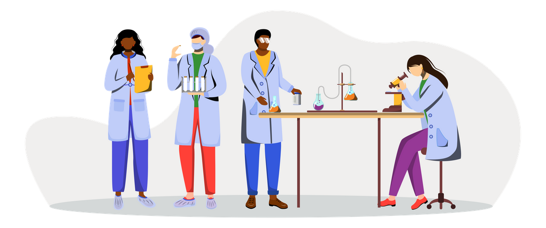 Scientists In Lab Coats  Illustration
