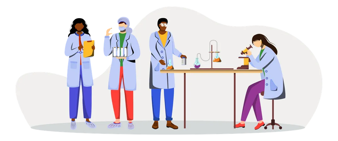 Scientists In Lab Coats  Illustration