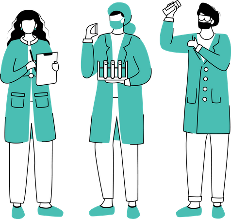 Scientists in lab coats Illustration
