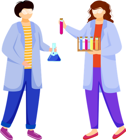 Scientists in lab coats  Illustration