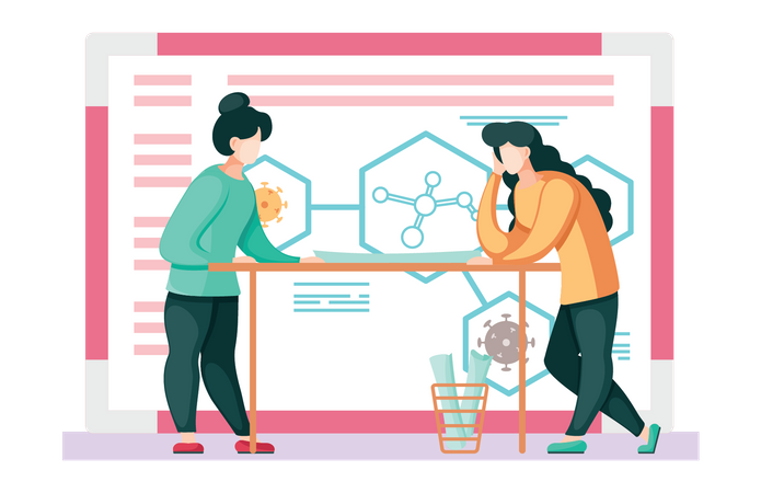 Scientists research in lab  Illustration