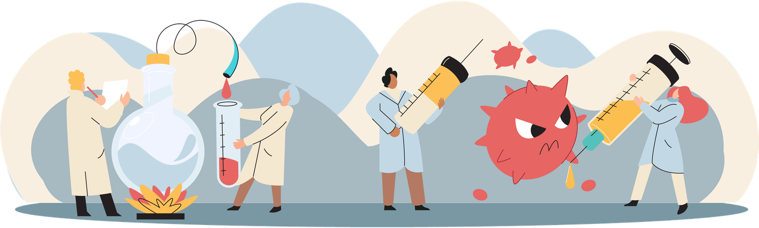 Scientists team conducting scientific researches  Illustration