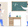 scientists working in lab illustration