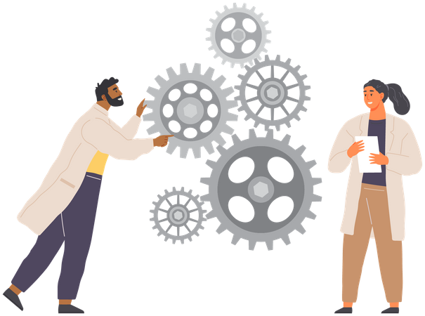 Scientists Working On Innovation  일러스트레이션