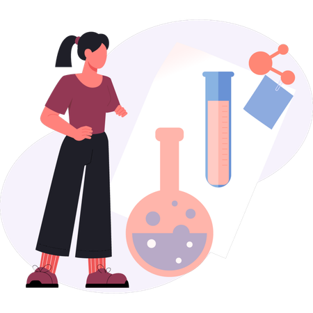 Scientt researching chemical sturcture  Illustration