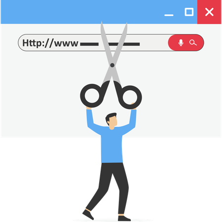 Scissor cut an address bar to make link short  Illustration