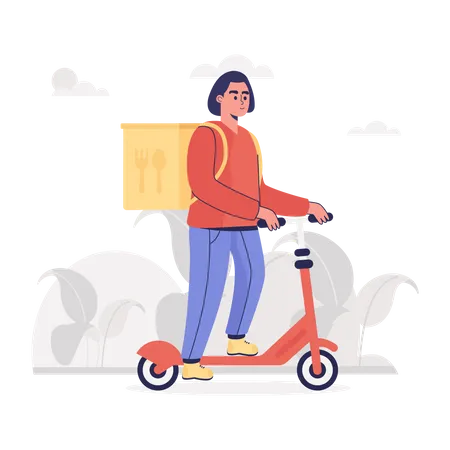 Scooter Courier Illustration