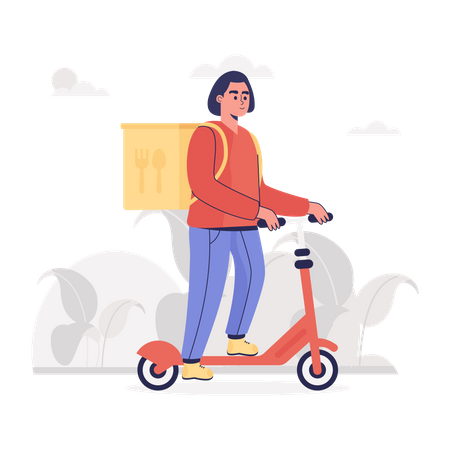 Scooter Courier  Illustration