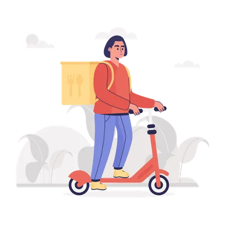 Scooter Courier  Illustration