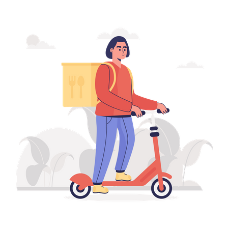 Coursier en scooter  Illustration