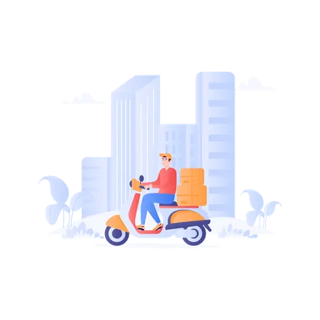 Scooter Delivery  일러스트레이션
