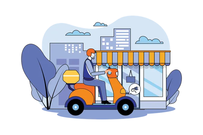 Scooter Delivery  Illustration