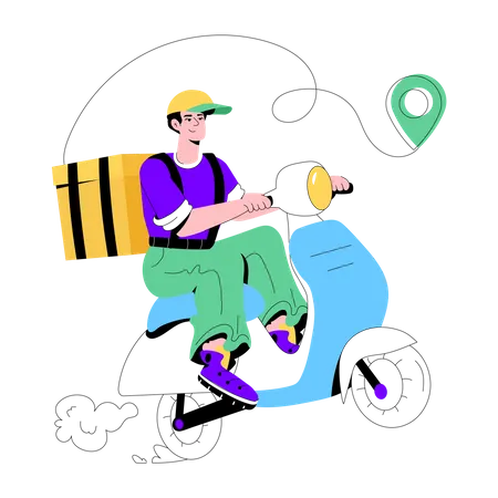 Scooter Delivery  Illustration