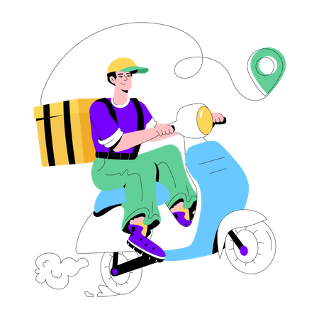 Scooter Delivery  Illustration