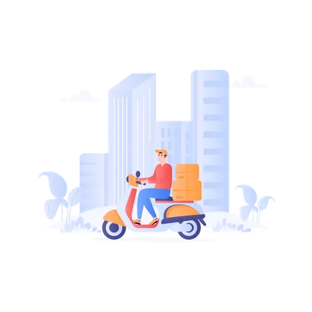 Scooter Delivery  Illustration