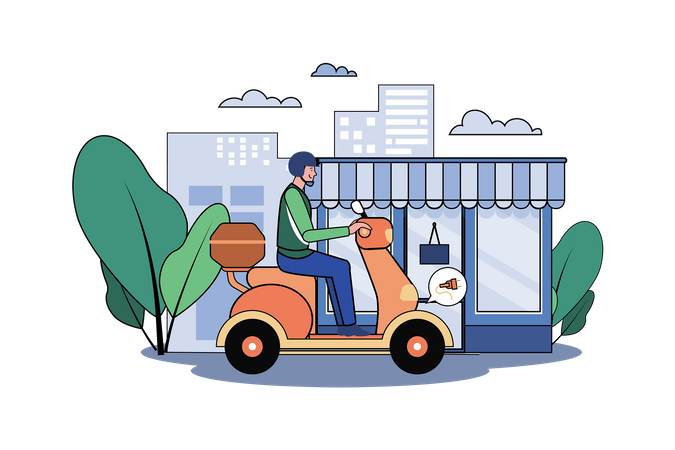 Scooter Delivery  Illustration