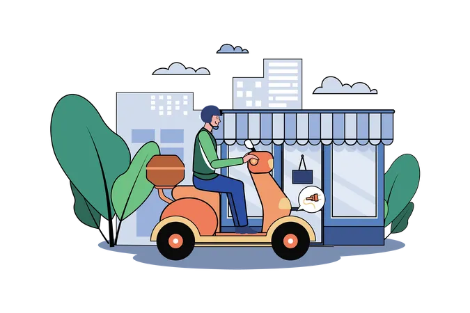 Scooter Delivery  Illustration