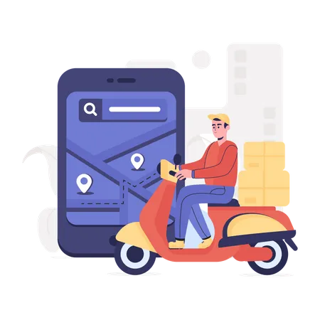 Scooter Delivery  Illustration