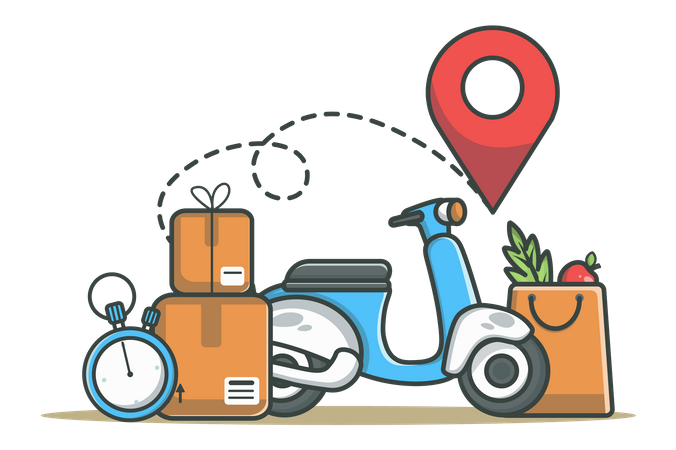 Scooter Delivery  Illustration