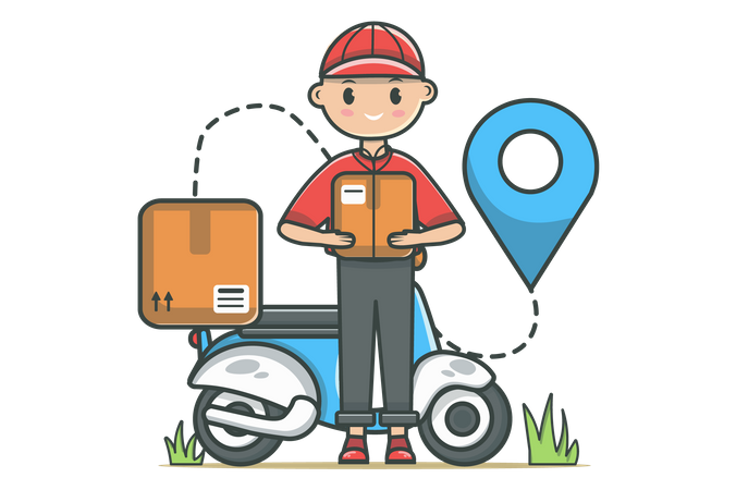 Scooter Delivery service Illustration