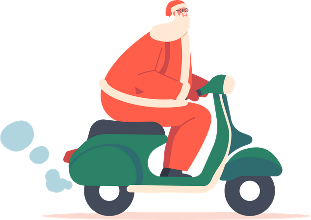 Le père Noël en scooter  Illustration