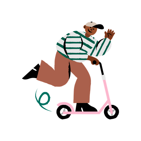 Homem andando de scooter elétrico  Ilustração