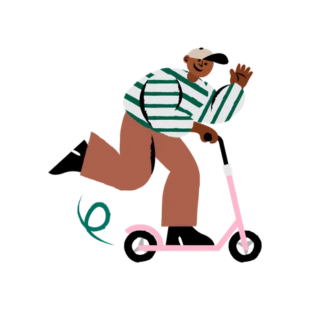 Homem andando de scooter elétrico  Ilustração