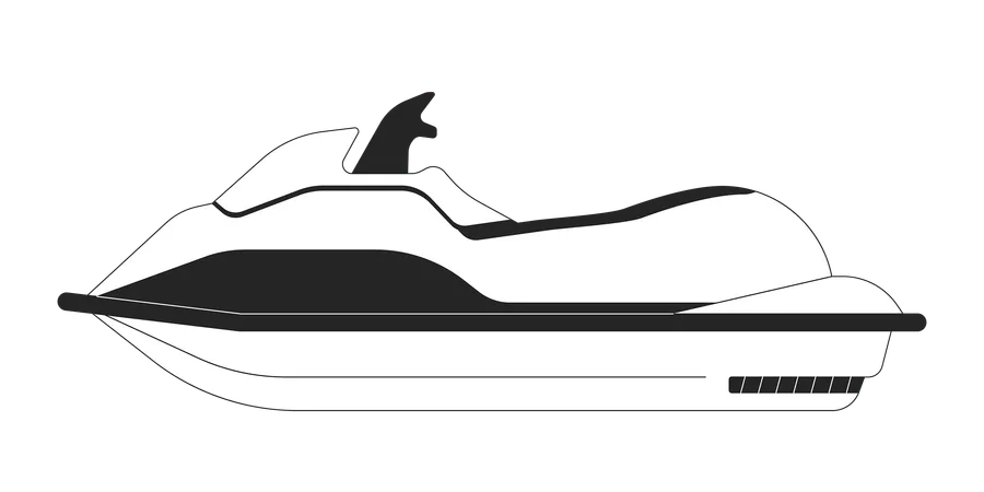 Scooter Jetski Flat Monochrome Isolated Vector Object Jet Ski Motorcycle Water Sports Equipment Editable Black And White Line Art Drawing Simple Outline Spot Illustration For Web Graphic Design Illustration