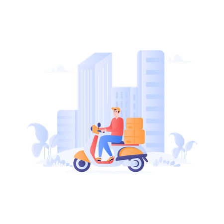 Livraison de scooters  Illustration