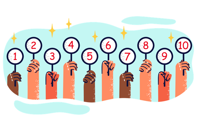 Scorecards Held In Hands  Illustration