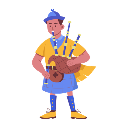 Scottish bagpiper  Illustration