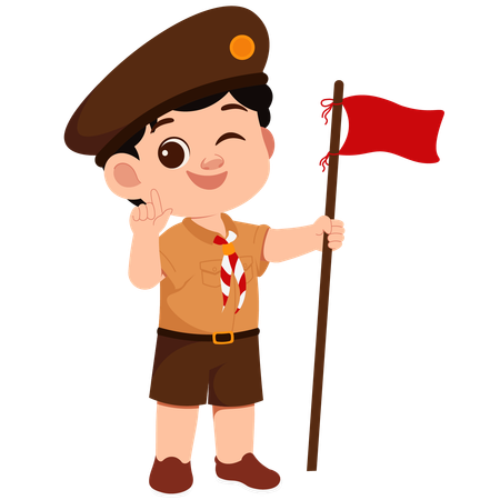 Scout avec drapeau  Illustration