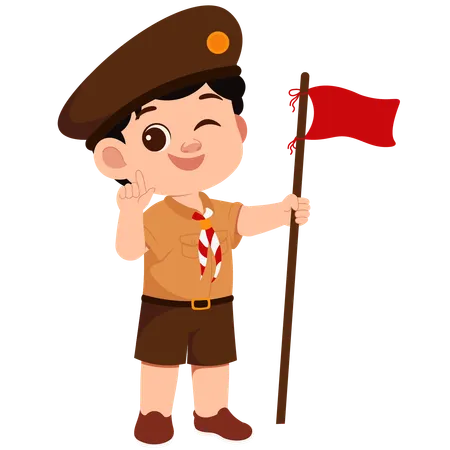 Scout avec drapeau  Illustration