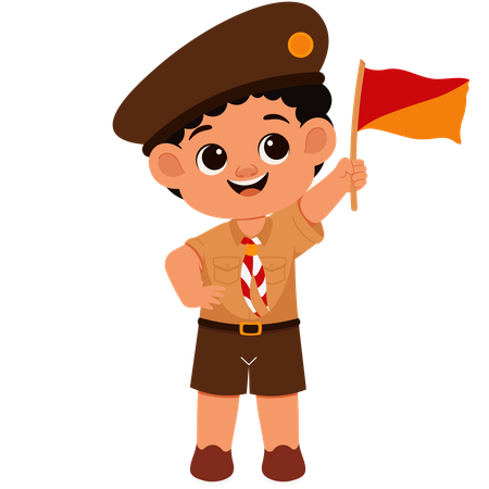 Scout avec bâton sémaphore  Illustration