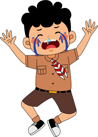 Scout boy crying  Illustration