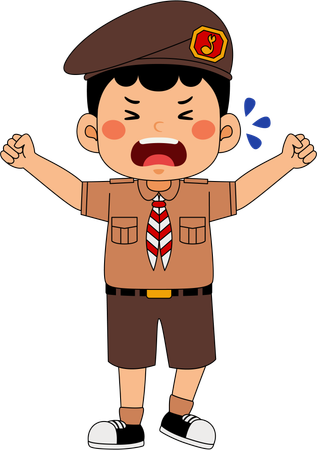 Scout boy crying  Illustration