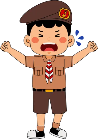 Scout boy crying  Illustration