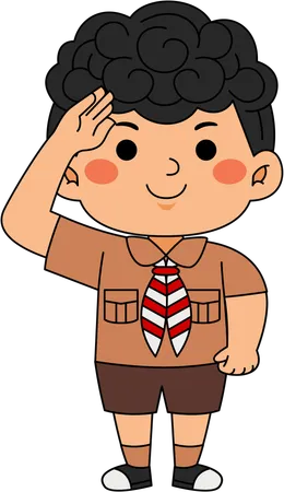 Scout boy giving salute  Illustration