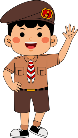 Scout boy showing hand gesture  Illustration