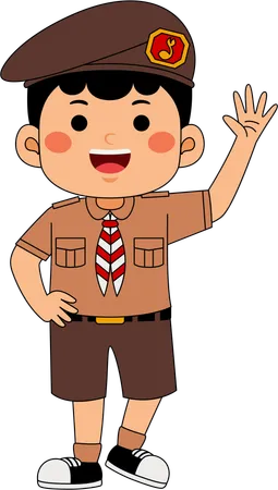 Scout boy showing hand gesture  Illustration