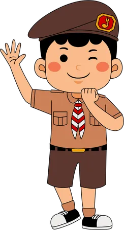 Scout boy winking  Illustration