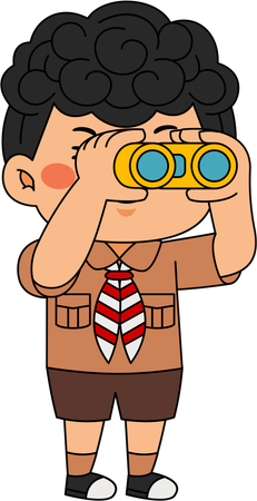 Scout boy with binoculars  Illustration