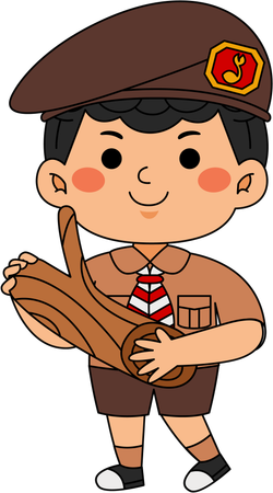 Scout boy with wooden log  Illustration