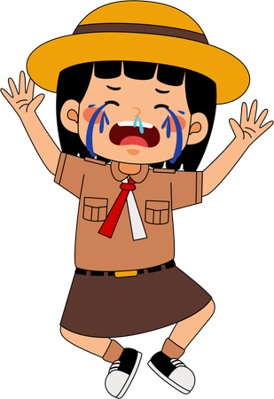 Scout girl crying  Illustration