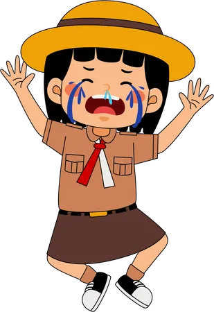 Scout girl crying  Illustration