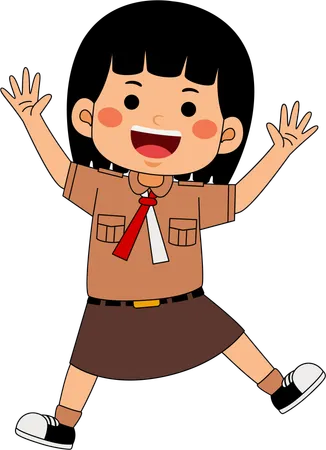 Scout girl dancing  Illustration