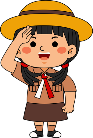 Scout girl giving salute  Illustration